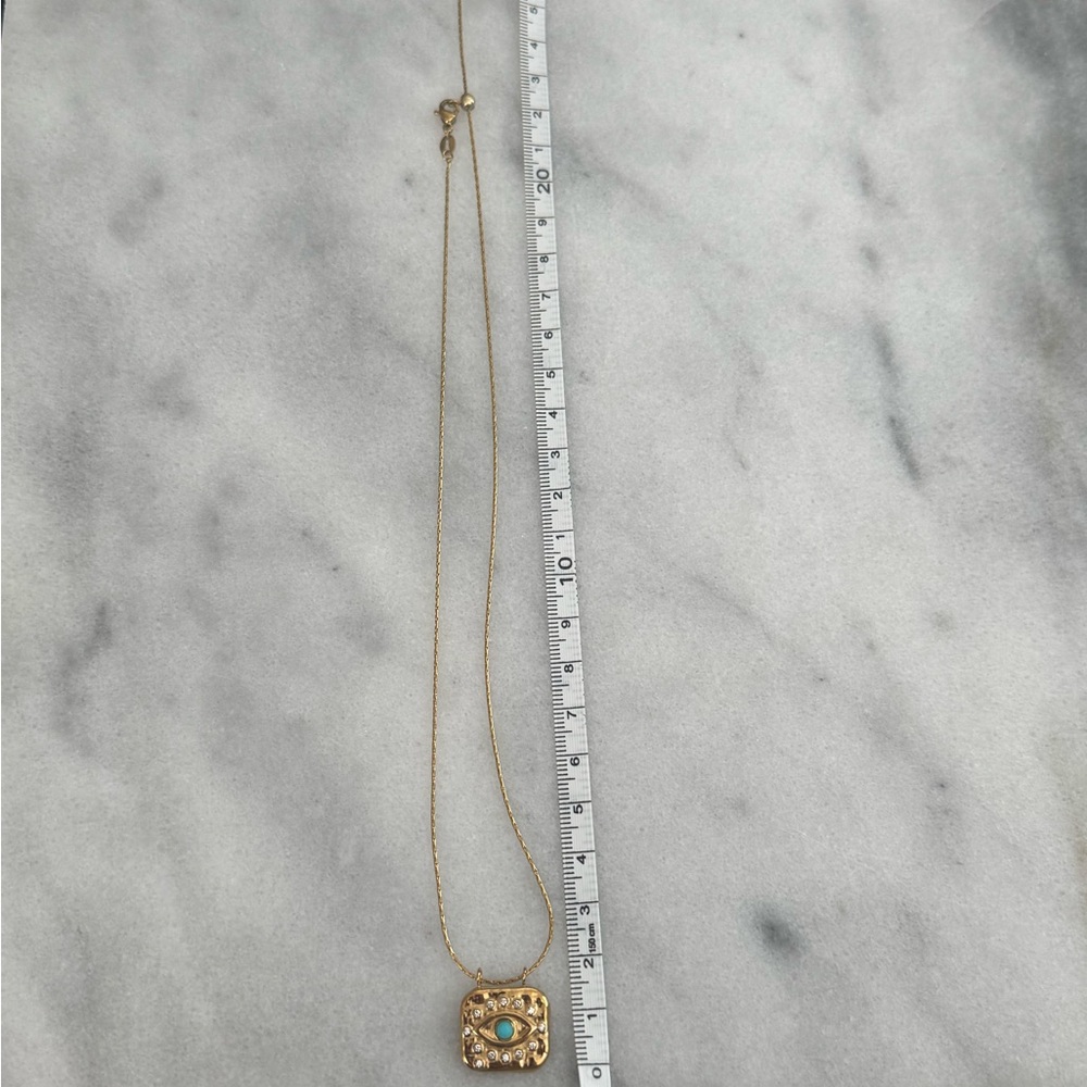 Gold Square Pendant Crystal Evil Eye Pendant Necklace 

Brand New - Picture 6 of 7